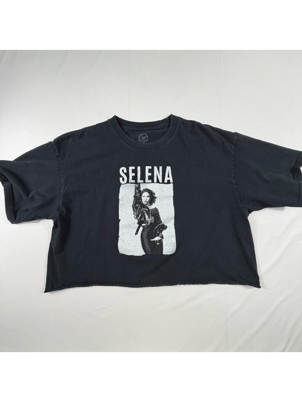 Selena Black Cropped Graphic T-Shirt Size XL